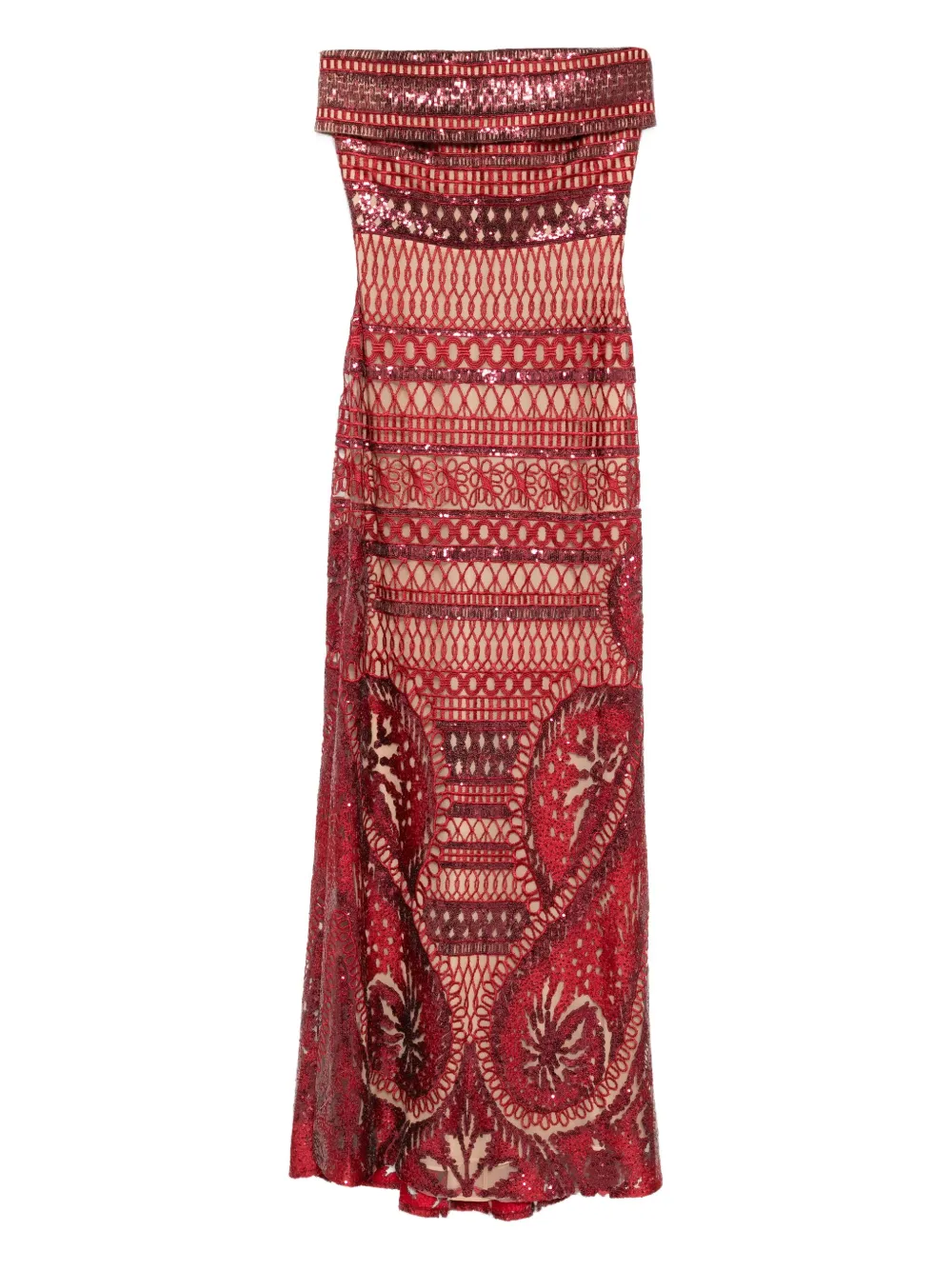 

Длинное платье с вышивкой Elie Saab, красный