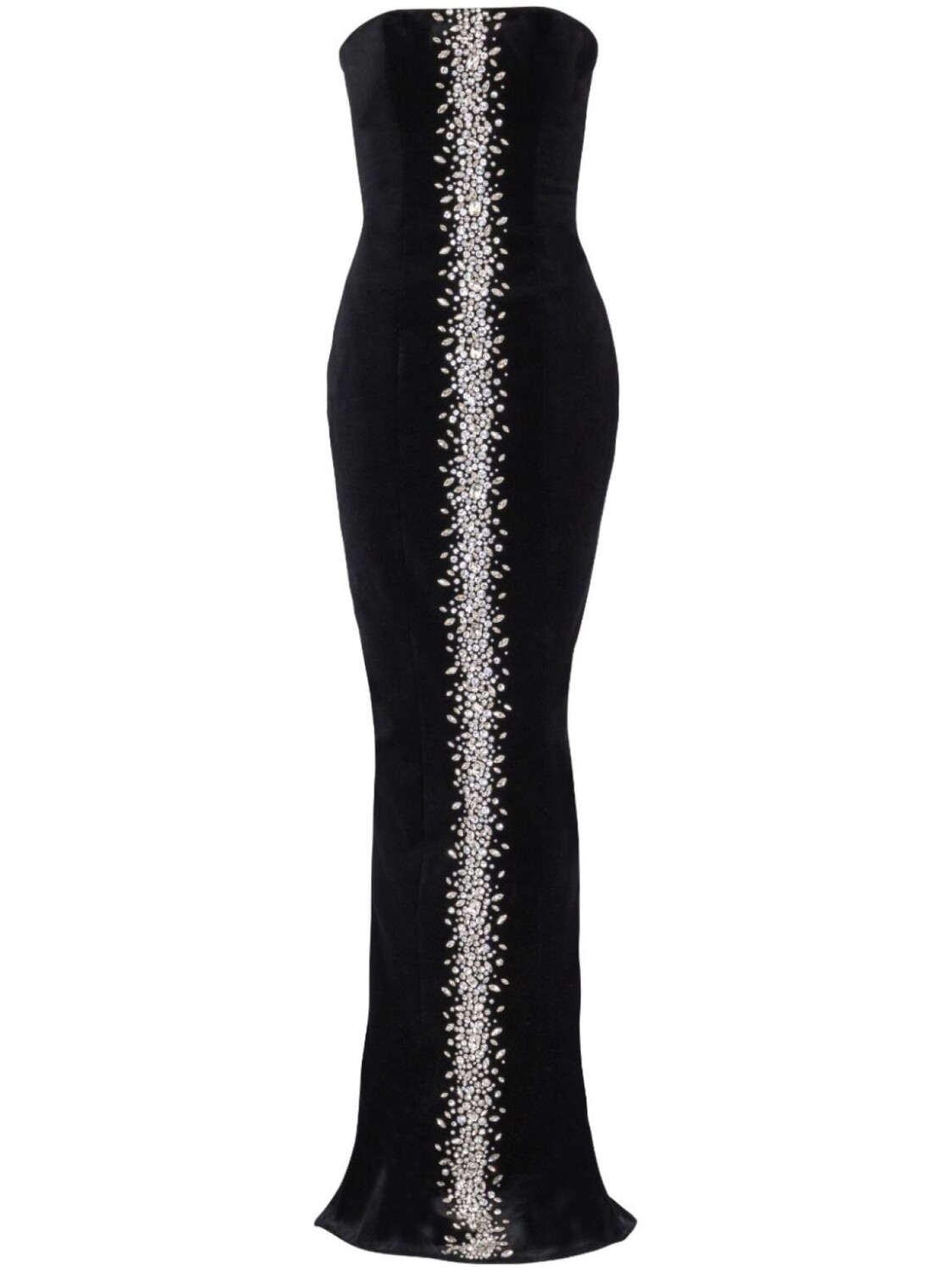 

Платье макси со стразами Balmain, черный
