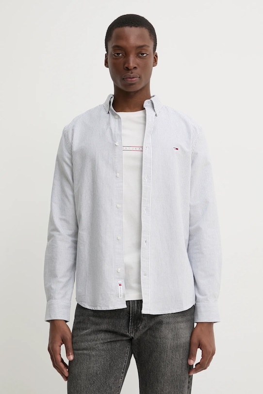 

Хлопковая рубашка Tommy Jeans, серый