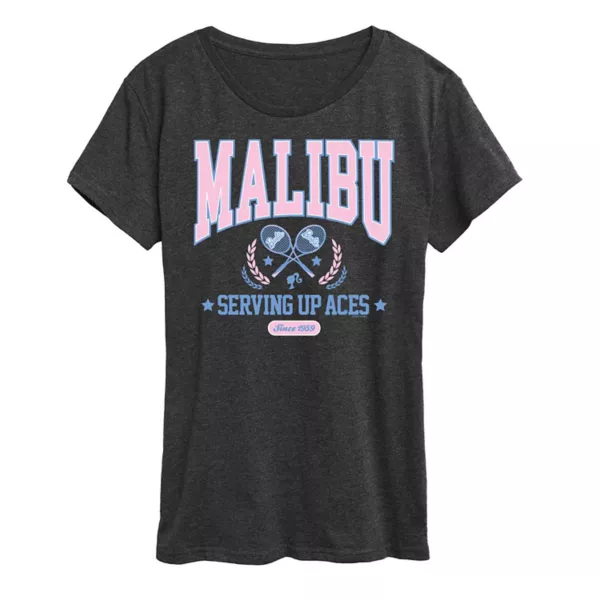 

Женская футболка с графическим принтом Malibu Varsity Barbie, серый