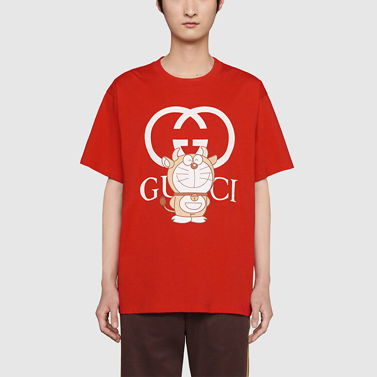 Футболка Doraemon X Gucci мужская, красная — фото 2