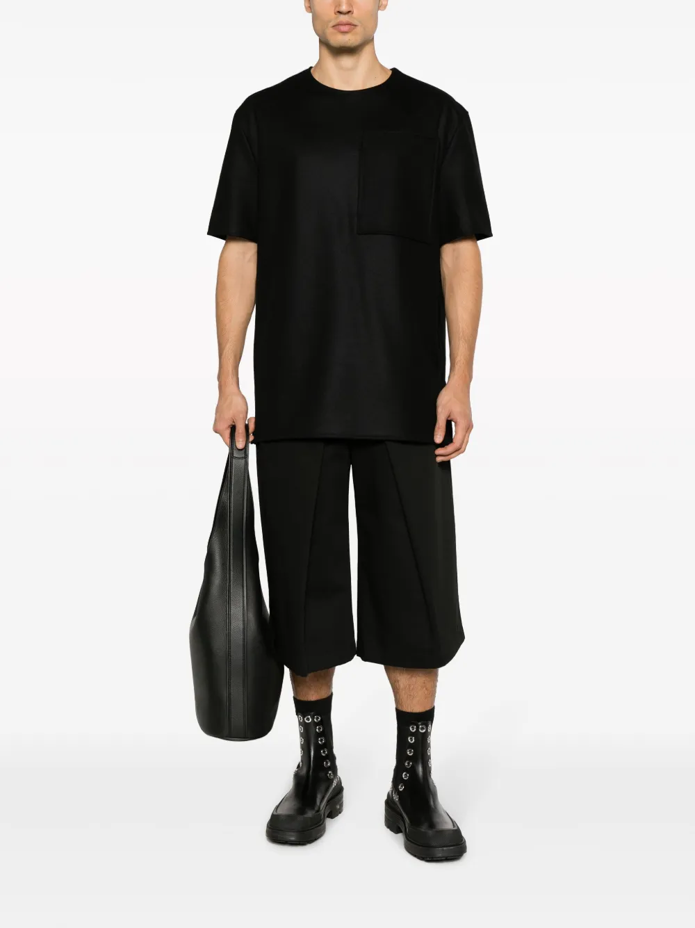 Шерстяная футболка с молнией JIL SANDER, черный — фото 2