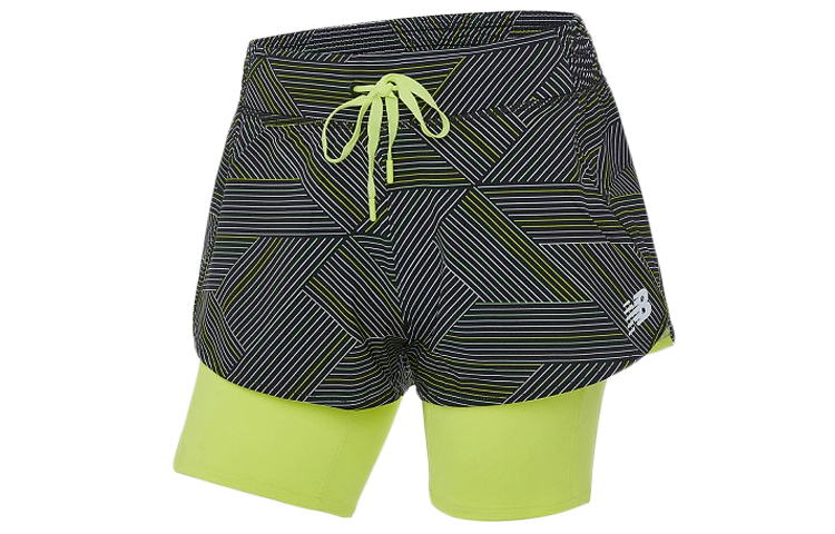 

Женские повседневные шорты черно-зеленые New Balance