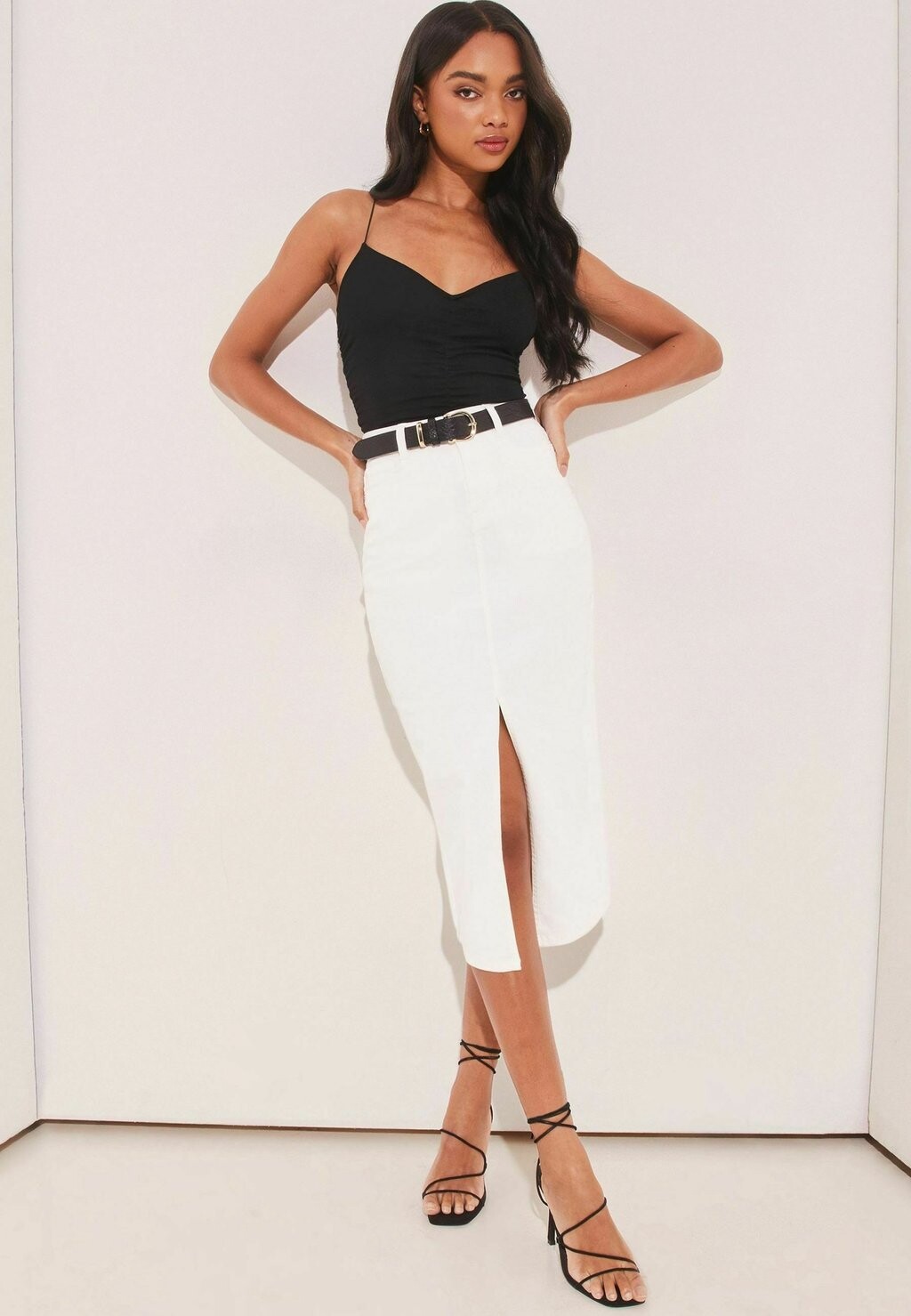 

Юбка-карандаш HIGH RISE SPLIT FRONT PETITE Lipsy, белый