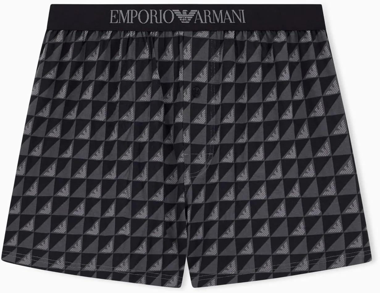 Боксеры с логотипом Emporio Armani, черный в клетку