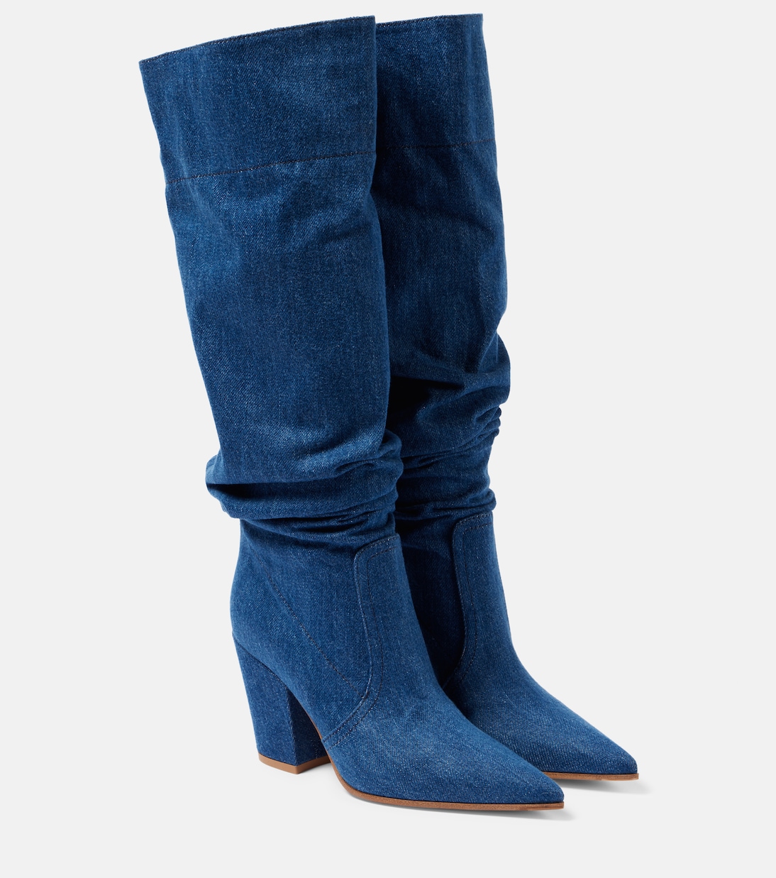 Сапоги выше колена из денима Keinna 85 Gianvito Rossi, Mid Blue
