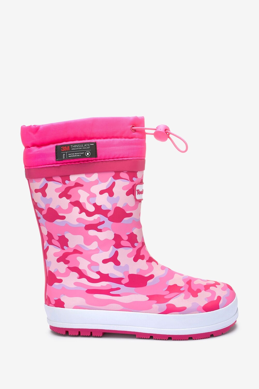 

Розовые резиновые сапоги ToeZone с камуфляжным рисунком и завязкой сверху Toezone, розовый