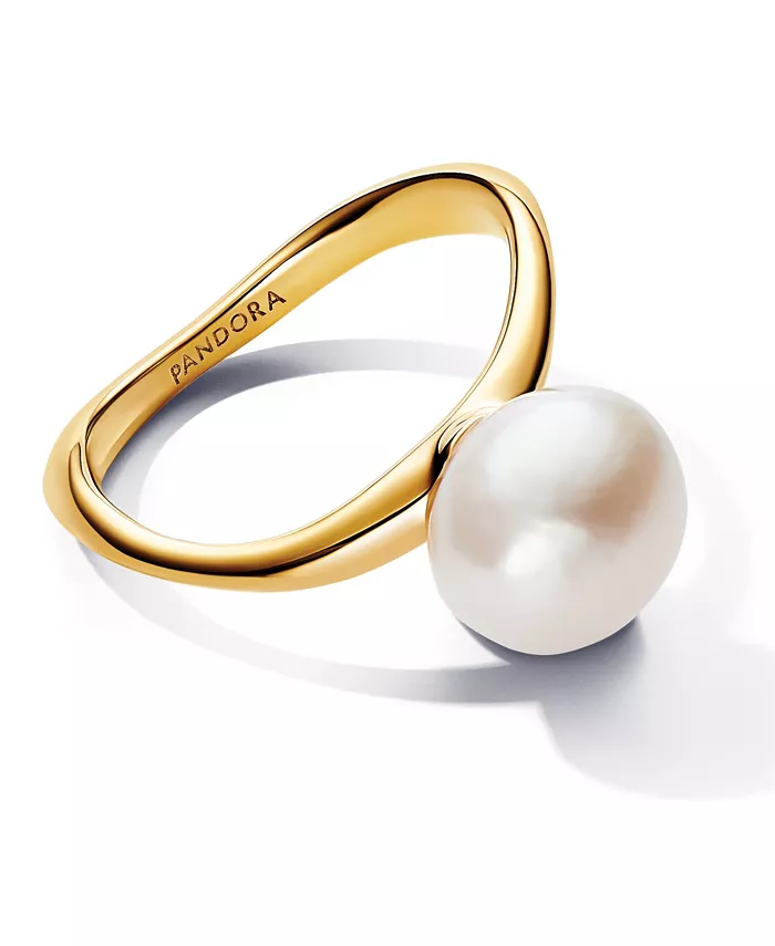 

Кольцо с культивированным пресноводным жемчугом в стиле барокко, покрытое 14-каратным золотом Pandora
