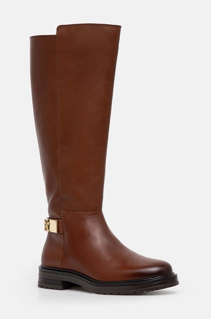 

Сапоги Tommy Hilfiger TH LOGO LEATHER LONG BOOT, коричневый