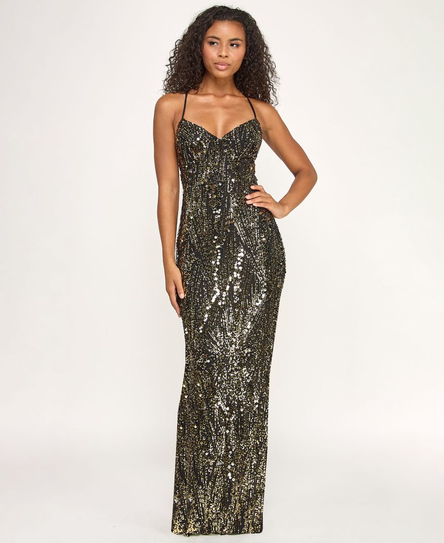 

Детское платье с пайетками на спине и шнуровкой SENI & CADE, Black/Gold