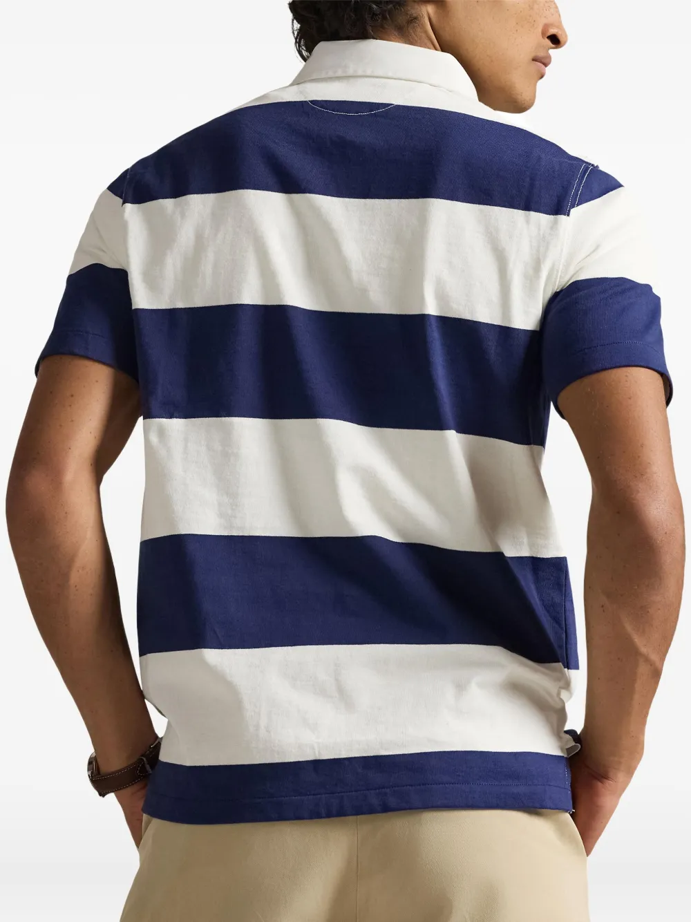 Полосатая рубашка поло с короткими рукавами Polo Ralph Lauren, синий — фото 4
