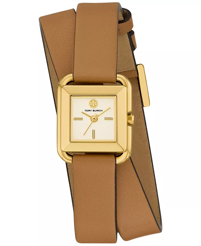 

Женские часы The Kira с коричневым кожаным ремешком и обхватывающей застежкой, 18 мм Tory Burch