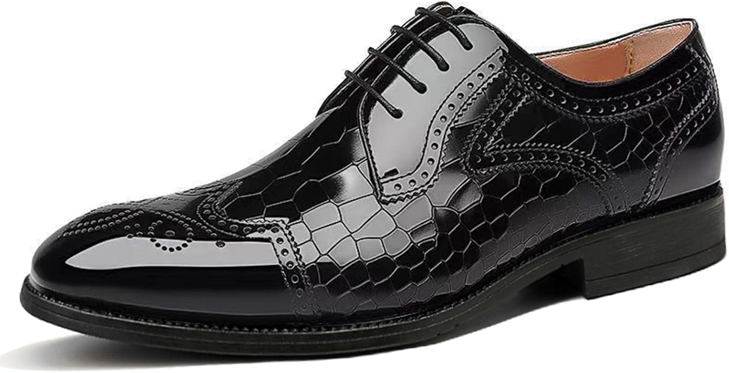 

Мужские оксфорды с брогированием и тиснением под крокодила Oxngeos, черный