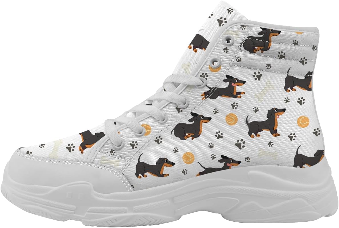 

Высокие кеды с таксой для женщин и мужчин, кроссовки на шнуровке на платформе из ткани, подарки с таксой для нее и для него Generic, серый