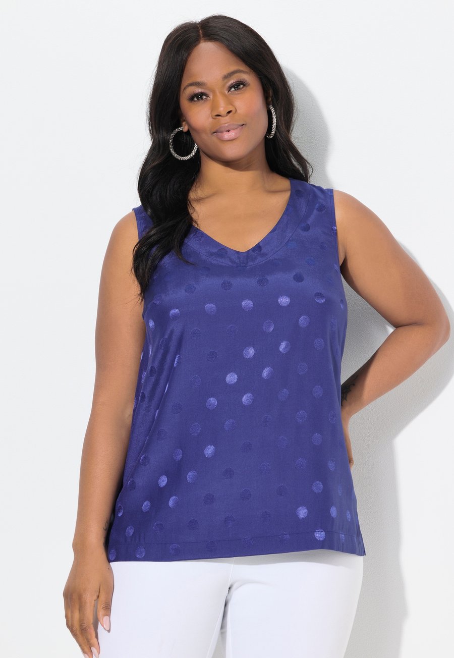 

Топ Ulla Popken TEXTURED POLKA DOT SLEEVELESS, Ink Blue/Purple