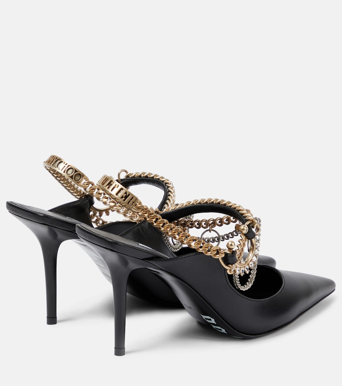 Кожаные туфли-лодочки с пяткой на пятке и декором из коллекции x jean paul gaultier Jimmy Choo, черный — фото 3