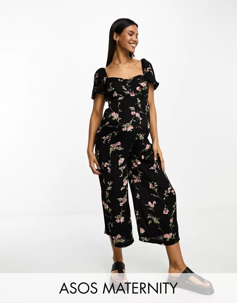 

Комбинезон для доярки с цветочным принтом ASOS DESIGN Maternity