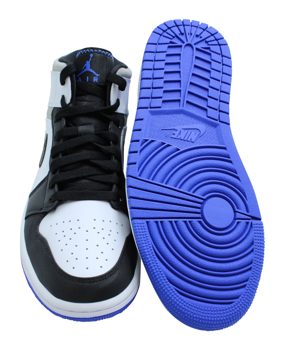 

Nike Air Jordan 1 Mid SE из кожи White Hyper и Royal Black, белый