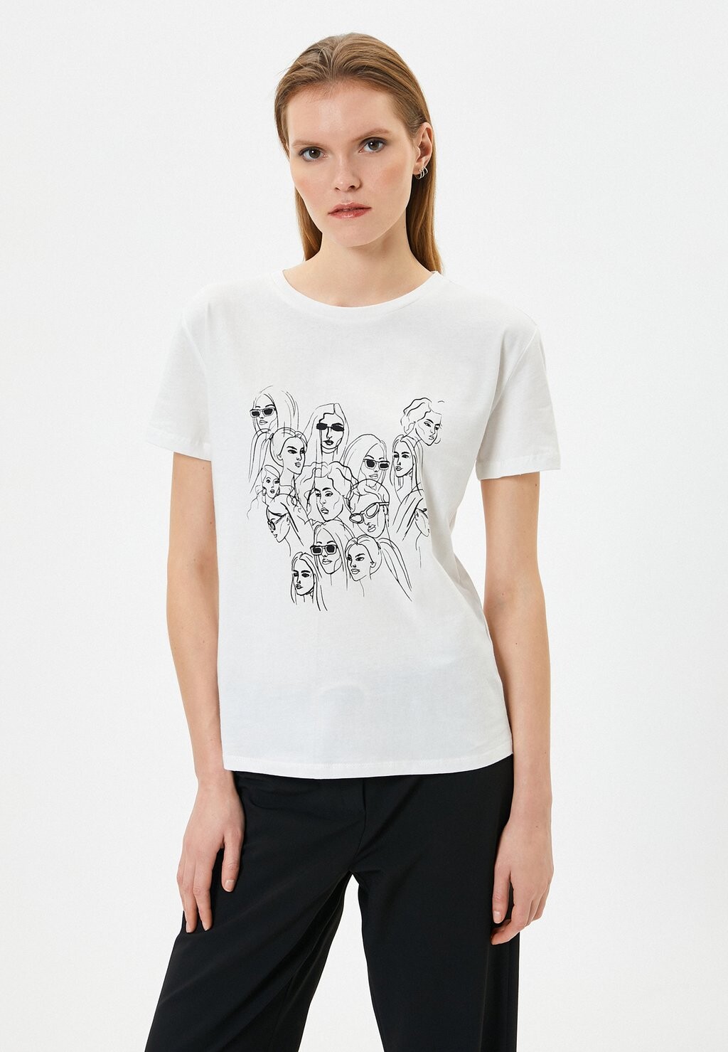 

Футболка с принтом CREW NECK SHORT SLEEVE Koton, цвет white