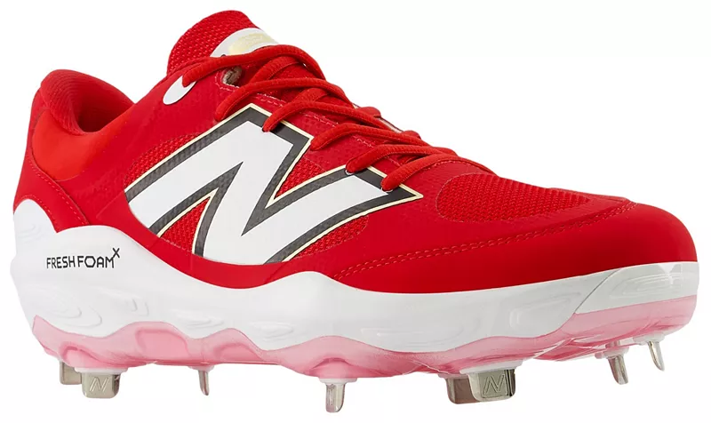 Мужские металлические бейсбольные бутсы New Balance Fresh Foam X 3000 V7, красный/белый — фото 4