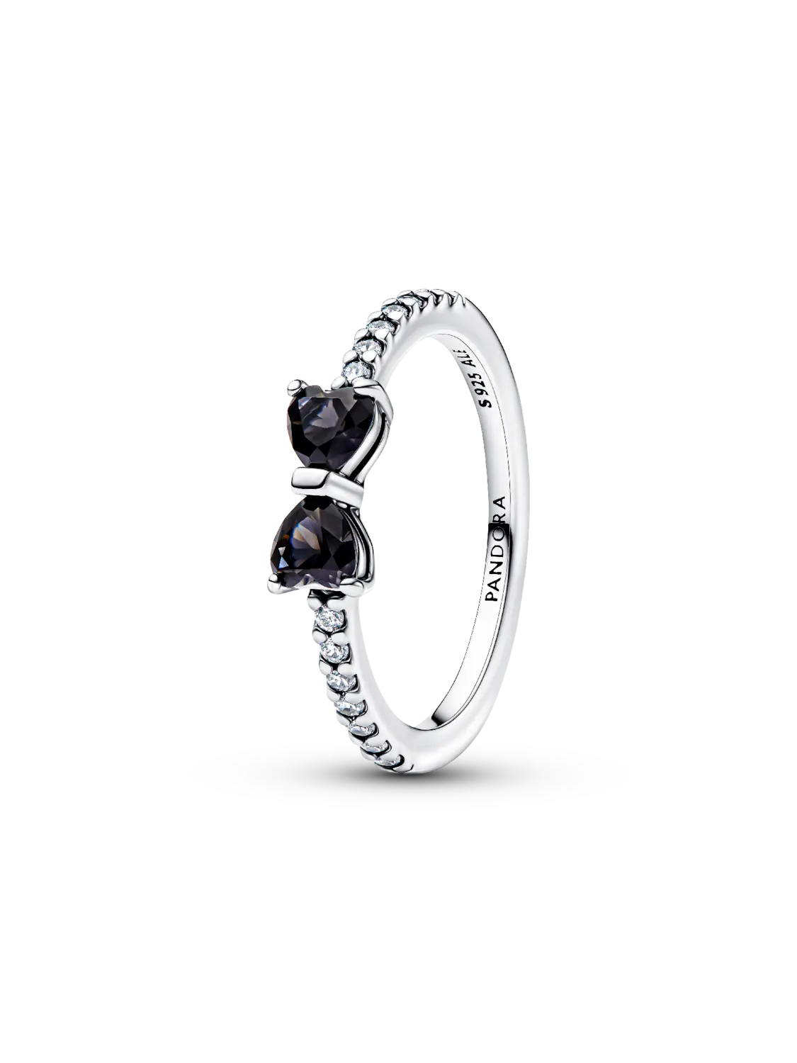 

Кольцо-бантик со сверкающим черным бантом Pandora, серебро 925 пробы