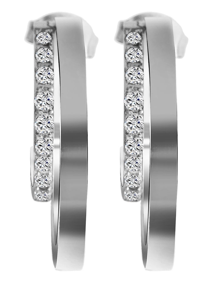 

Adeliás Женские серьги - серьги-гвоздики из нержавеющей стали со стразами, серебристого цвета