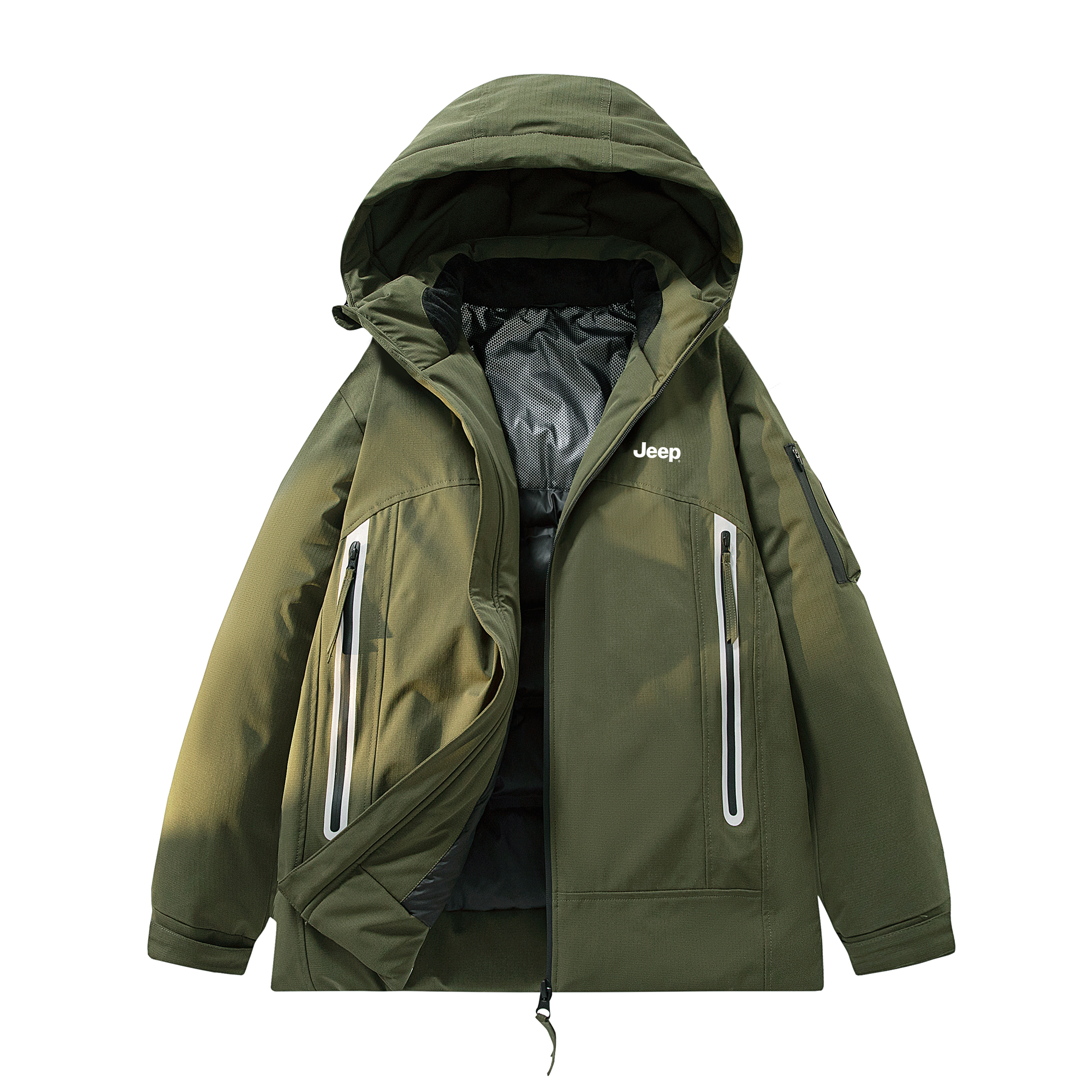 

Пуховик Unisex с капюшоном утепленный Jeep, army зеленый