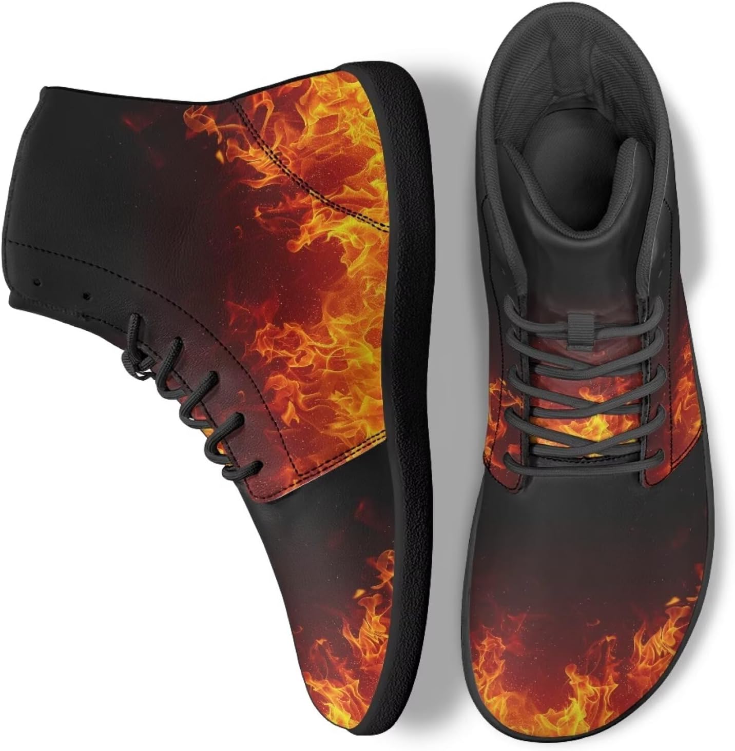 

Унисекс высокие кроссовки для мужчин и женщин, модные беговые кеды из искусственной кожи с шнуровкой, рабочая обувь Ecaestolph, черный/красный