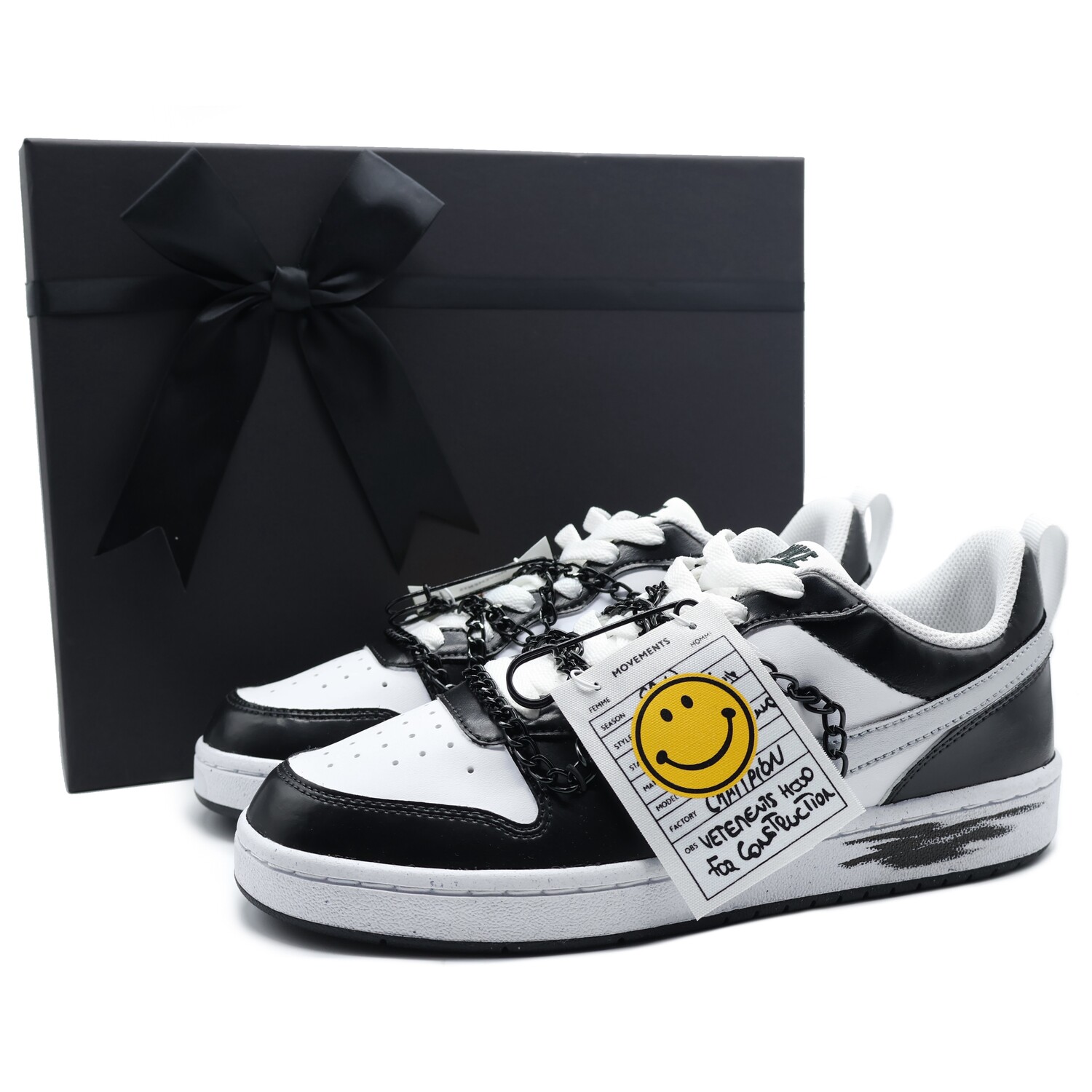 

Кроссовки Nike Court Borough Skateboarding Shoes Women's Low-top Black, White, Silver, черный