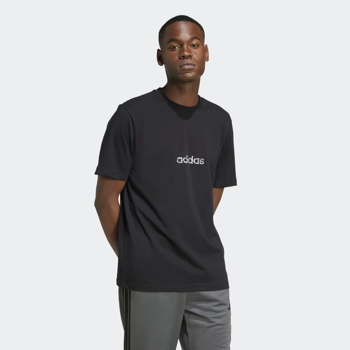 Мужская футболка Adidas Camo Linear Graphic, черный — фото 4