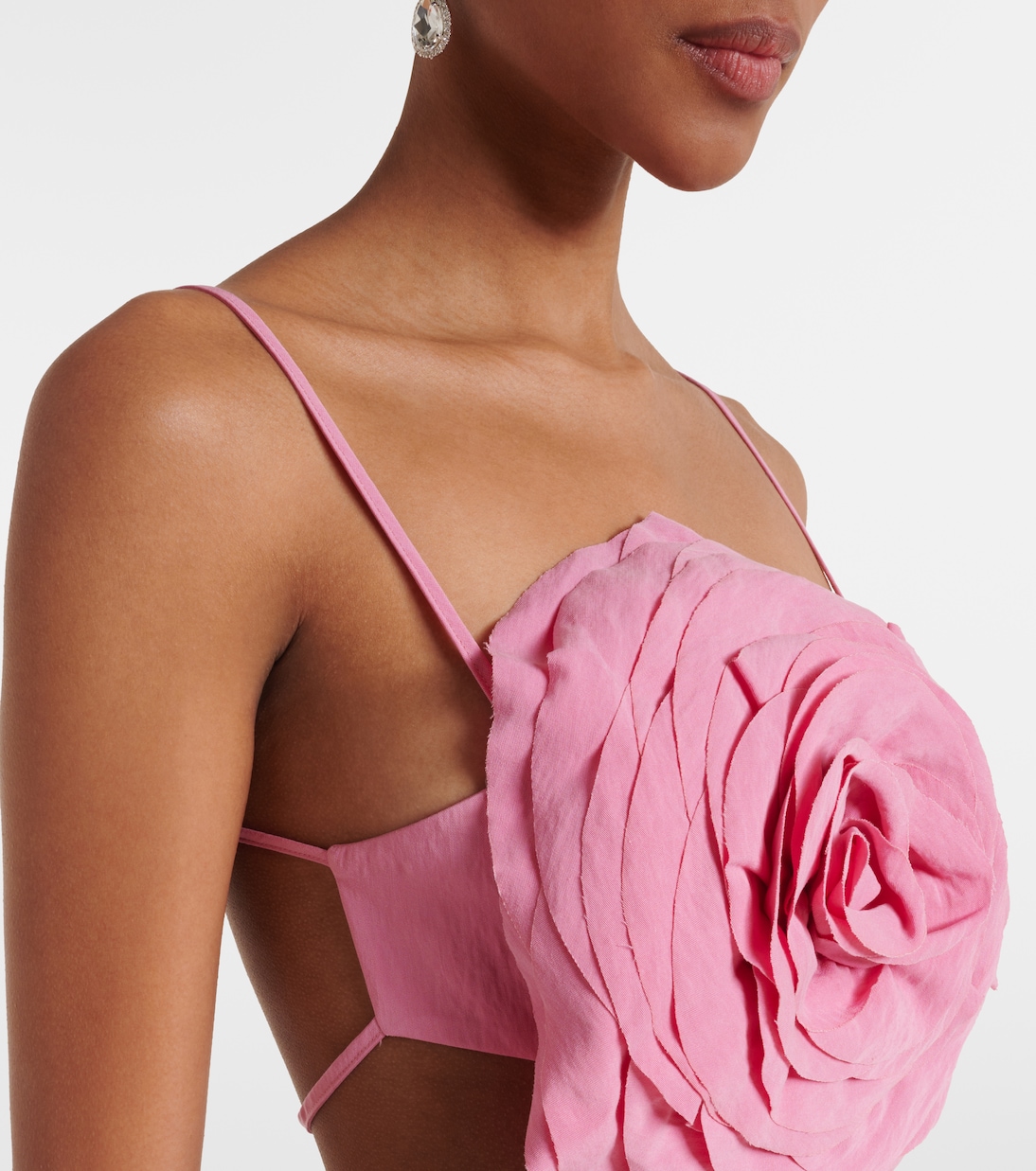 Укороченный топ из габардина с цветочной аппликацией Blumarine, Pink Peony — фото 4