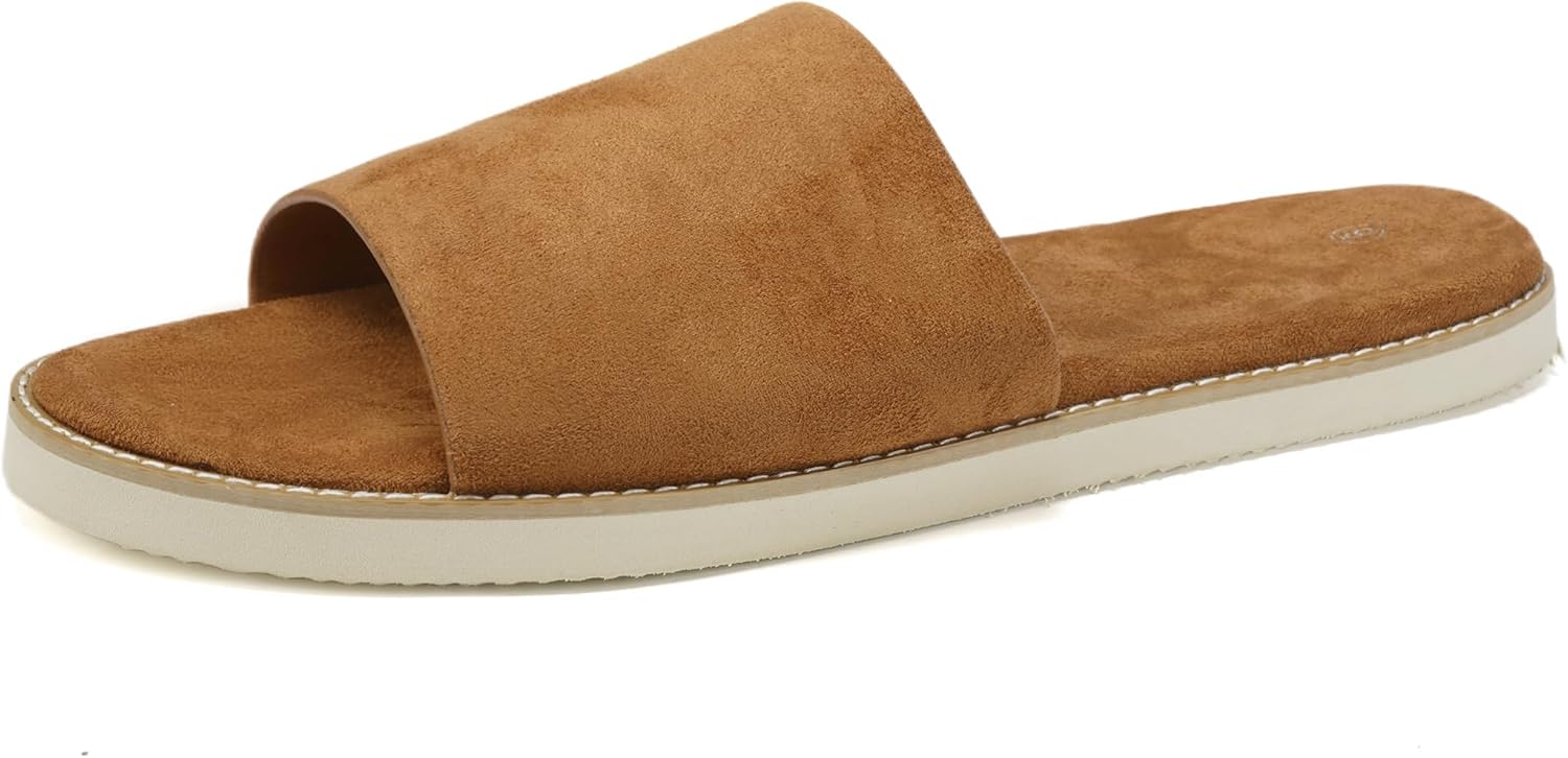 Мужские летние сандалии SoleilSandal из замши, удобные шлепанцы с стелькой из пены с эффектом памяти, подошва из ЭВА, нескользящие, повседневные модные I-слайды, Coffee — фото 3