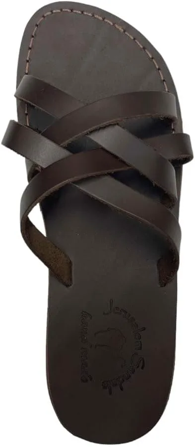Gad - Кожаные сандалии с перекрестными ремешками - Мужские сандалии Jerusalem Sandals, коричневый