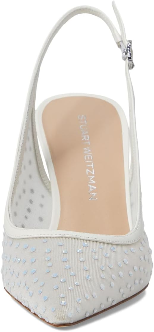 Туфли Stuart Weitzman Emilia Mesh 85 Slingback, White/Frosted White — фото 2
