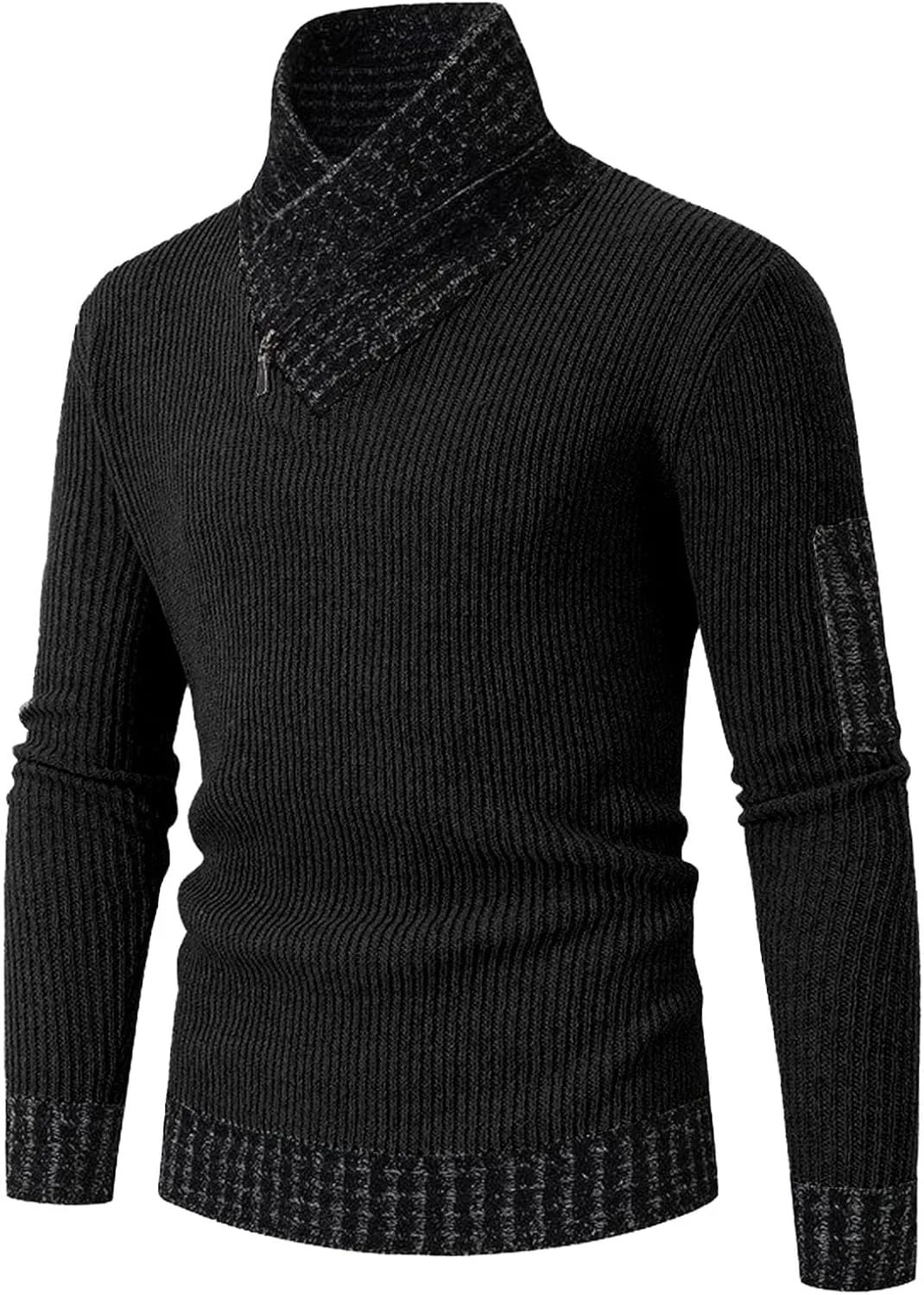 Мужской свитер с воротником-шалью и высоким воротом, Slim Fit — фото 3