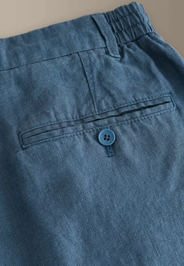 Брюки Next Regular tapered fit signature 100% linen pleated chino, светло-голубой — фото 3