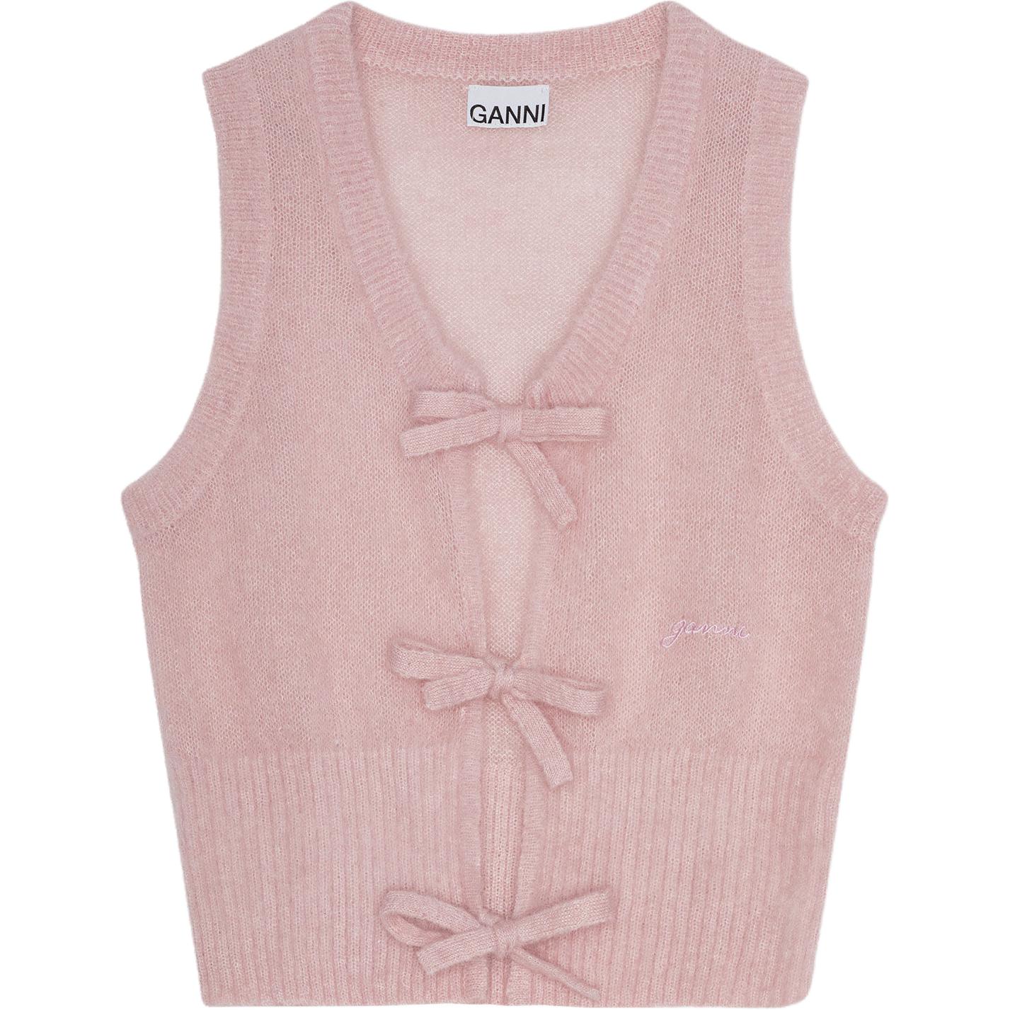 

Вязаный жилет на завязках GANNI, розовый