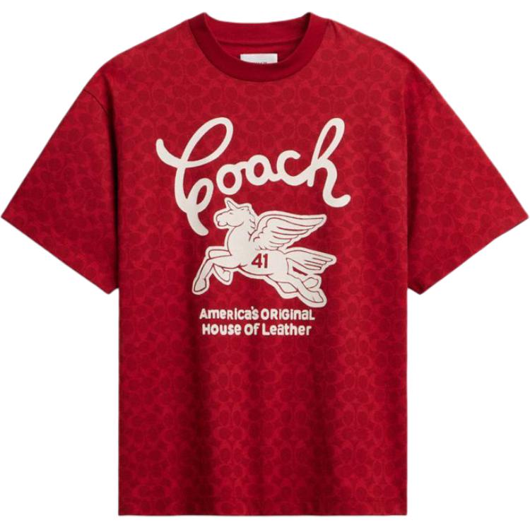 

COACH Футболка унисекс красная, Красный, COACH Футболка унисекс красная
