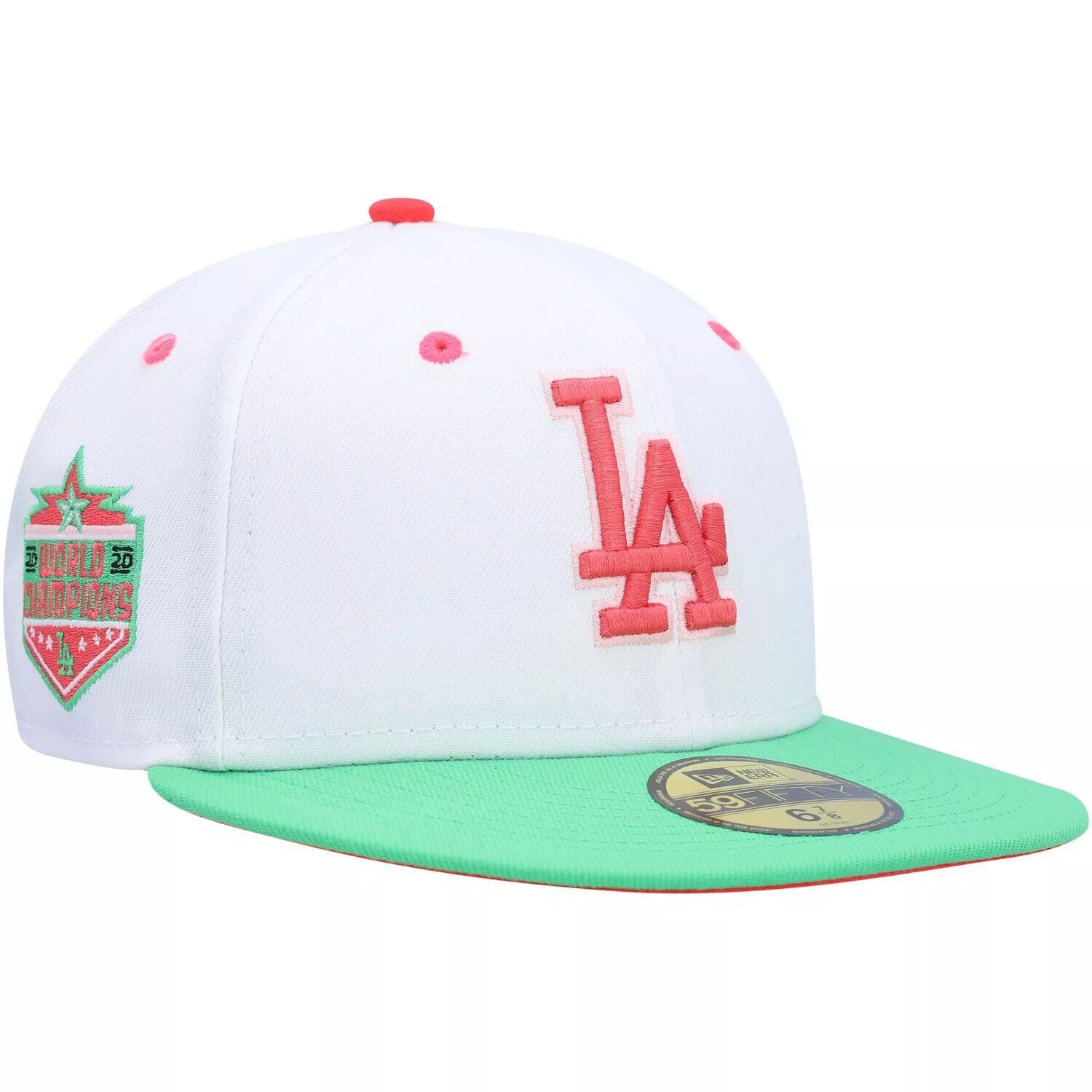 

Мужская облегающая шляпа New Era белого/зеленого цвета Los Angeles Dodgers Watermelon Lolli 59FIFTY