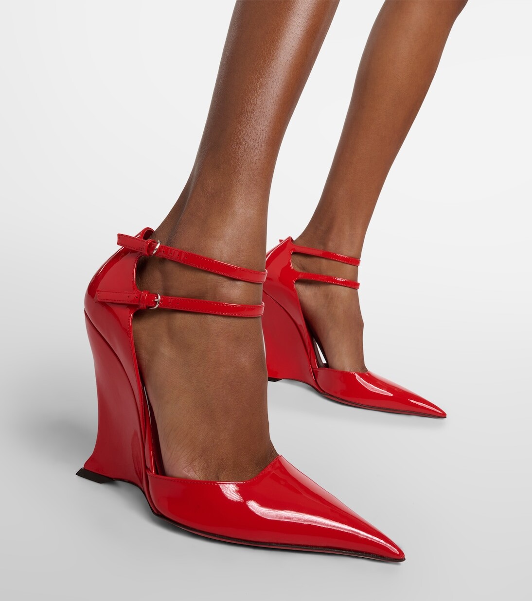 Туфли vidya x5 на танкетке из лакированной кожи Ferragamo, красный — фото 4