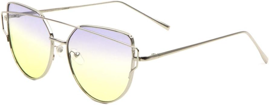 

Солнцезащитные очки Oceanic Color с плоскими линзами, изогнутой верхней перекладиной и геометрическим дизайном «кошачий глаз» M10212-FT-OC Sunglasses Luxe, Blue Yellow