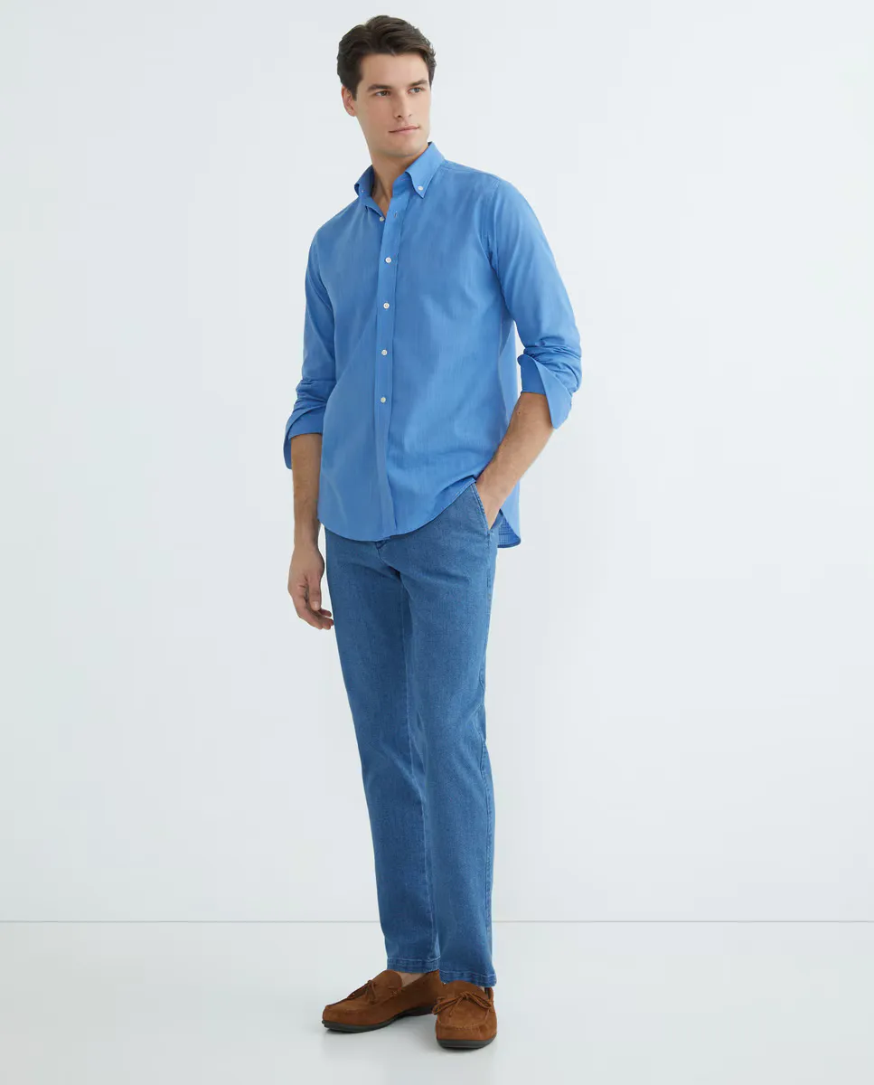 

Мужские брюки-чиносы прямого кроя из однотонного эластичного денима Exigency, индиго