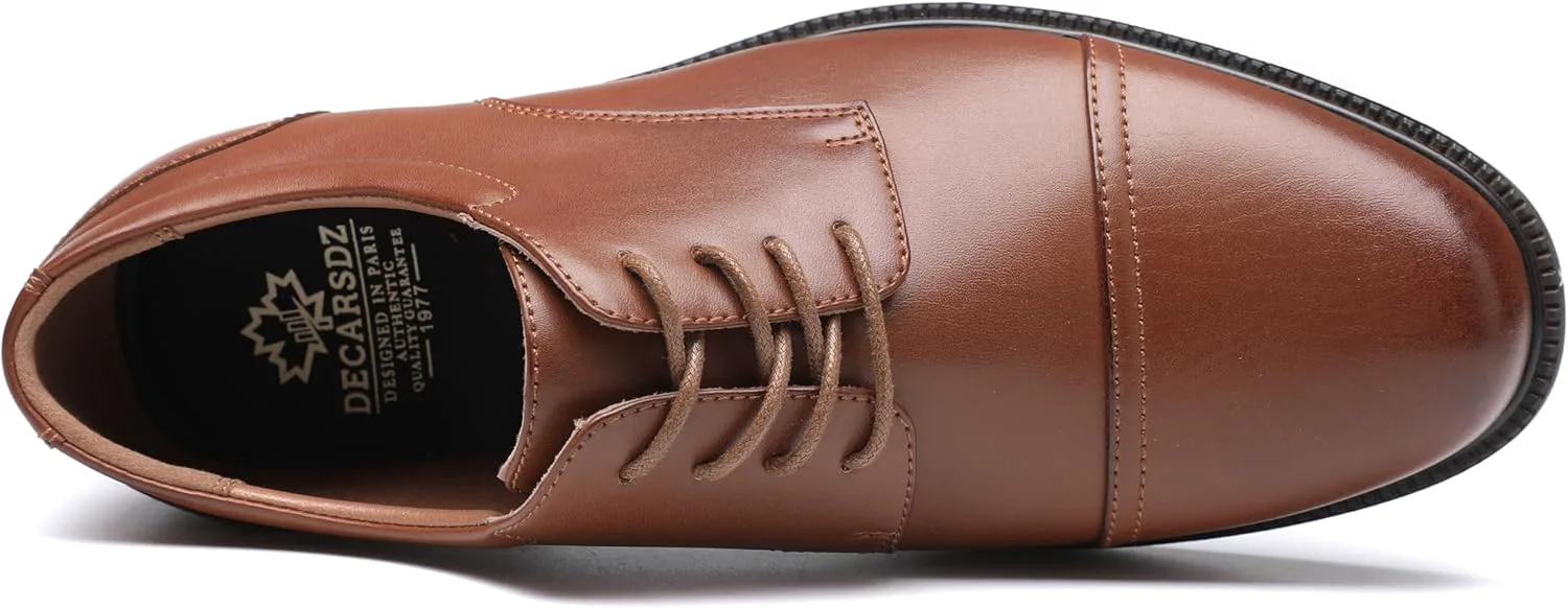 

Мужские классические формальные оксфорды DECARSDZ с лакированной кожей, шнуровкой, для смокинга, свадьбы и делового стиля, коричневый