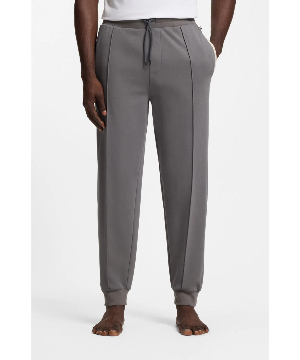 Спортивные брюки из коттона с контрастным поясом BOSS Menswear, темно-серые