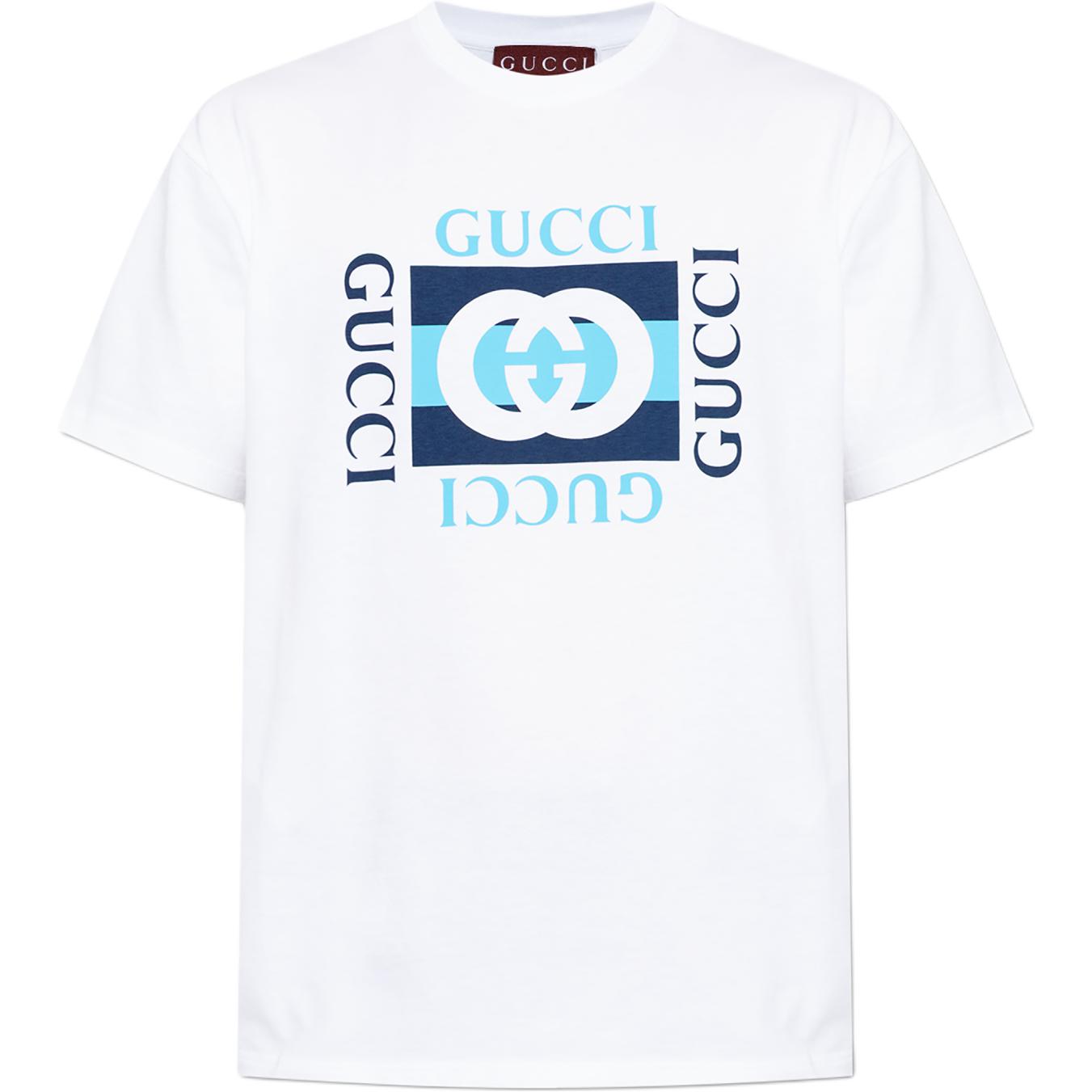 

Футболка из печатного хлопкового джерси GUCCI, белый