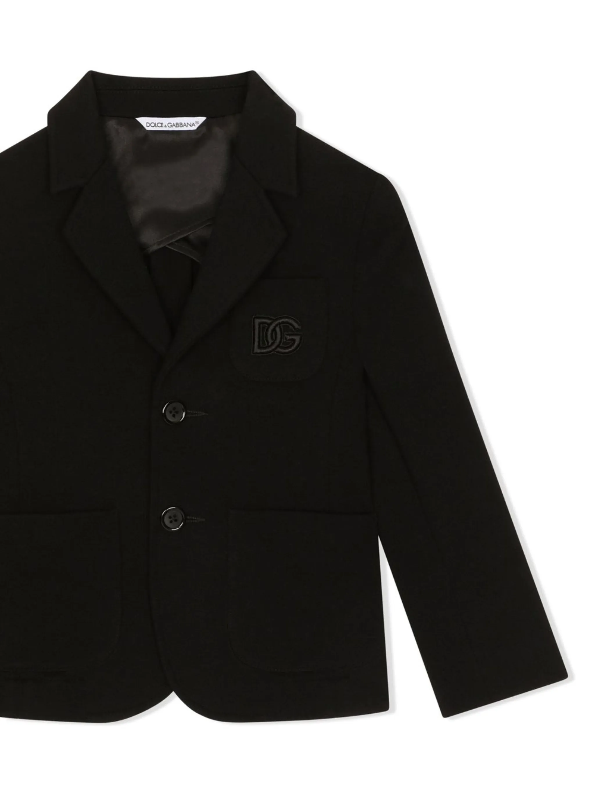Однобортный пиджак с логотипом DG Dolce & Gabbana Kids, черный — фото 3