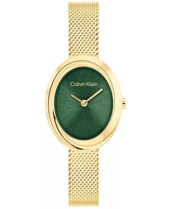 

Женские часы с браслетом из нержавеющей стали золотистого оттенка со витым безелем, 24 мм Calvin Klein, gold