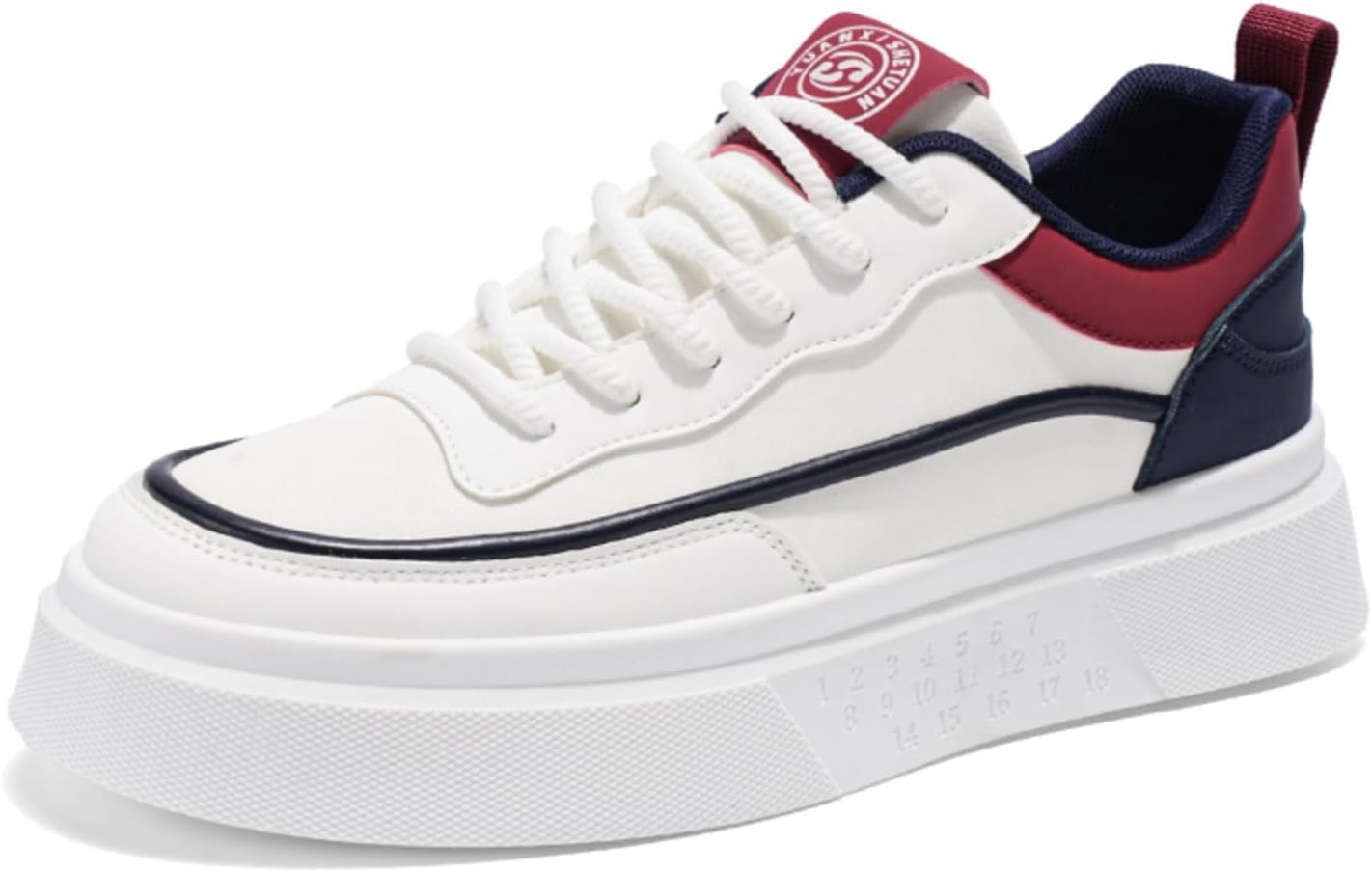 

Мужские стильные кроссовки на платформе с цветными блоками, ретро повседневные шнурованные туфли с контрастной подкладкой, идеально подходят для повседневной носки и уличного стиля Aokisx, красный