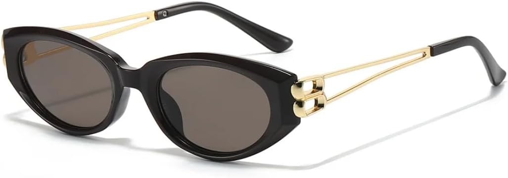 

Солнцезащитные очки для мужчин и женщин - защита UV400 - модель «кошачий глаз» с двойным острием, полые, для занятий спортом на открытом воздухе и вождения DSVIGF, Tea