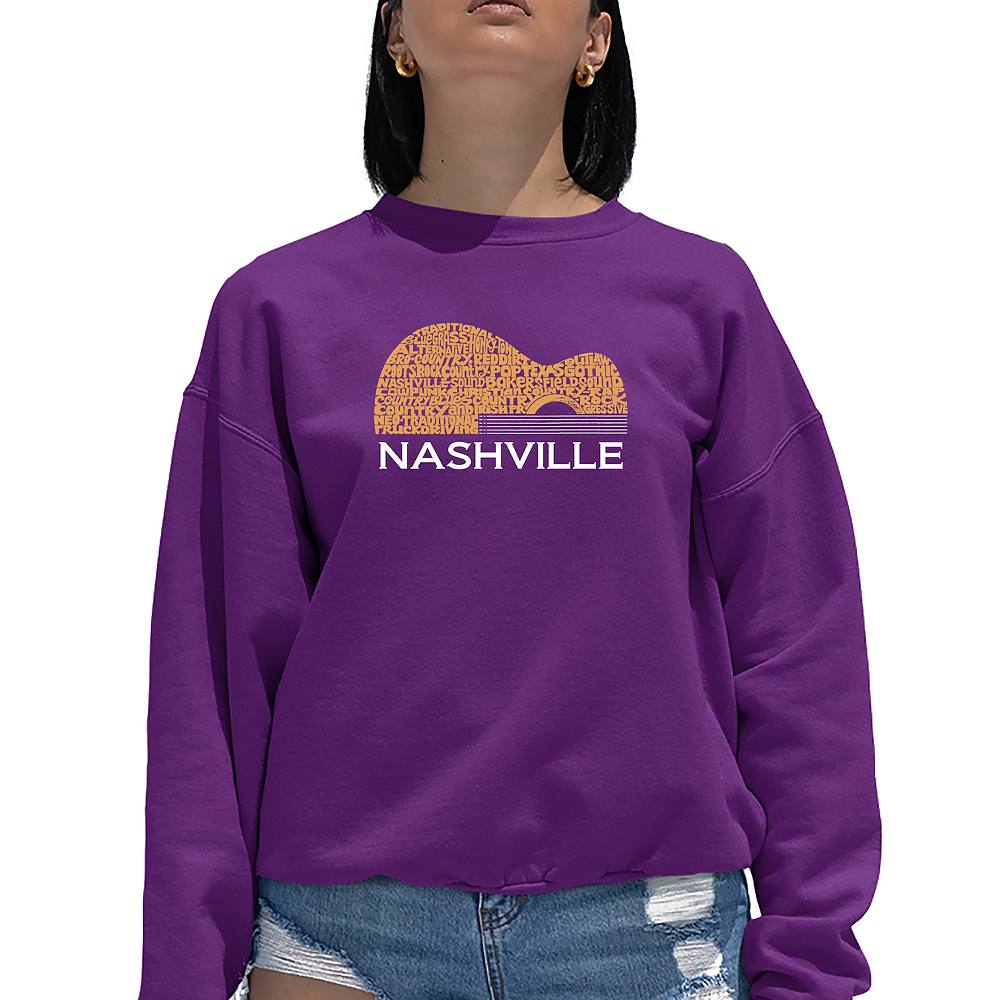 

Nashville Guitar — женский свитшот с круглым вырезом Word Art LA Pop Art, фиолетовый